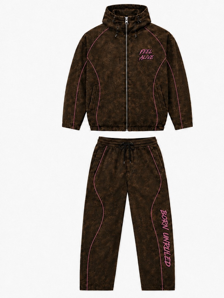 BORN UNRULED FEEL ALIVE Tracksuit Set — front view